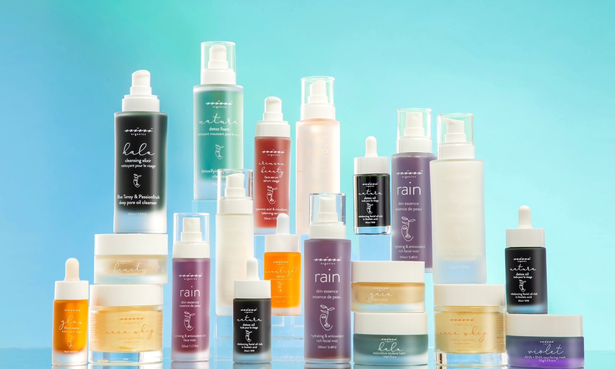 A collection of NINI Organics products that use the best skincare ingredients.